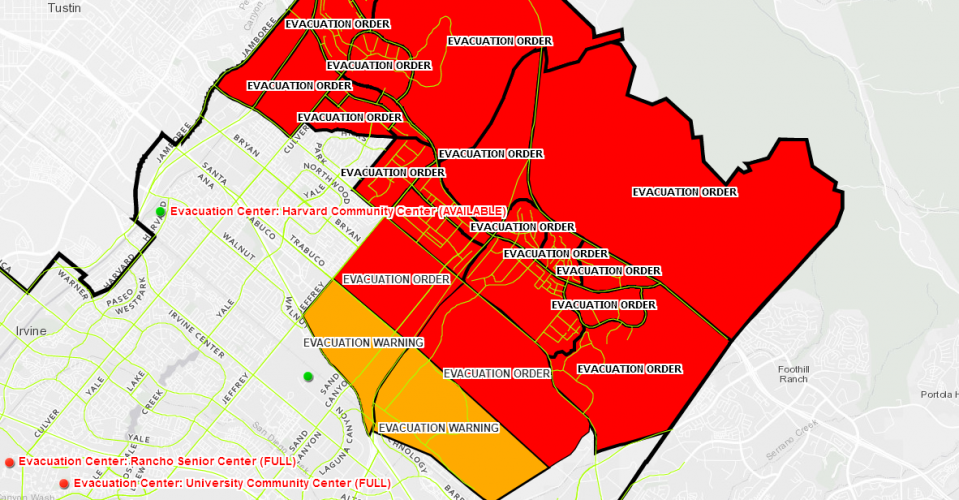 Evacuation Zone Map City Of Irvine   Evacuation Map 2 